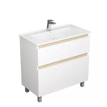 Тумба с раковиной Uncoria Ариль 85 напольная, белый/дуб сонома