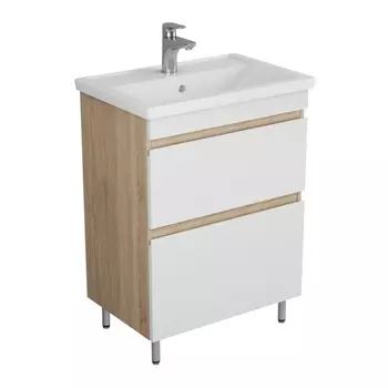 Тумба с раковиной Uncoria Арно 60 напольная, дуб сонома/белый