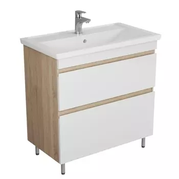Тумба с раковиной Uncoria Арно 80 напольная, дуб сонома/белый