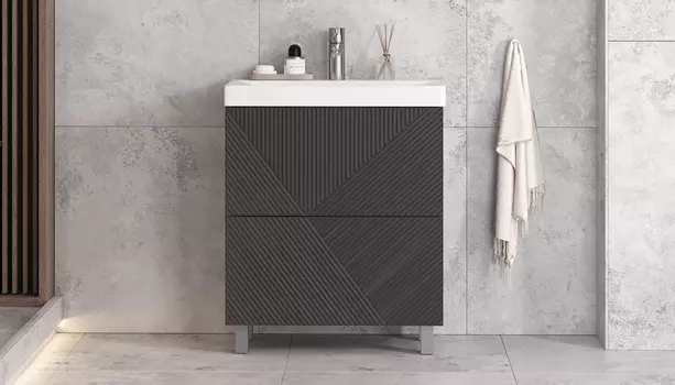 Тумба с раковиной Velvex Edge 70.2Y напольная, графит