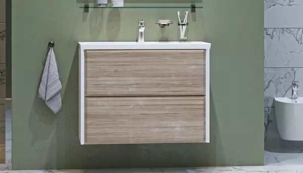 Тумба с раковиной Velvex Gesso 80.2Y белая/дуб сонома