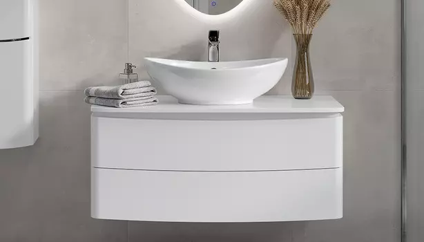 Тумба с раковиной Velvex Luna 100 подвесная, белая