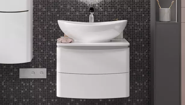 Тумба с раковиной Velvex Luna 60 подвесная, белая