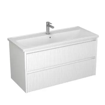 Тумба с раковиной Veneciana Alterno 100 подвесная, 2 ящика, белый матовый