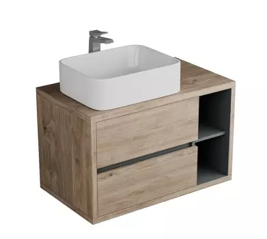 Тумба с раковиной Veneciana Olona 80 подвесная, дуб сонома/графит