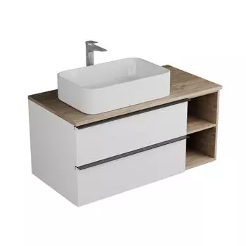 Тумба с раковиной Veneciana Sangro 100 подвесная, белый/дуб сонома