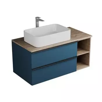 Тумба с раковиной Veneciana Sangro 100 подвесная, индиго/дуб сонома