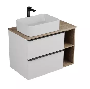 Тумба с раковиной Veneciana Sangro 80 подвесная, белый/дуб сонома