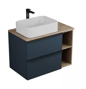 Тумба с раковиной Veneciana Sangro 80 подвесная, индиго/дуб сонома