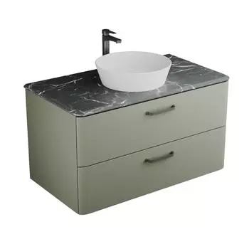 Тумба с раковиной Veneciana Tibr 100 подвесная, со столешницей, олива