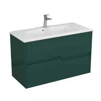 Тумба с раковиной Veneciana Vеneto 100 подвесная, 2 ящика, зеленый матовый