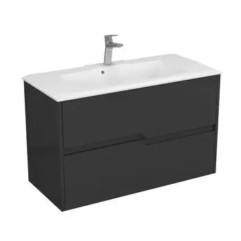 Тумба с раковиной Veneciana Vеneto 100 подвесная, 2 ящика, черный матовый