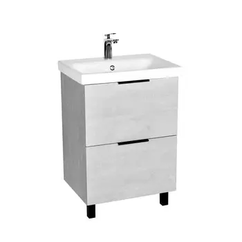 Тумба с раковиной Viant Берлин 60 напольная, 2 ящика, цемент