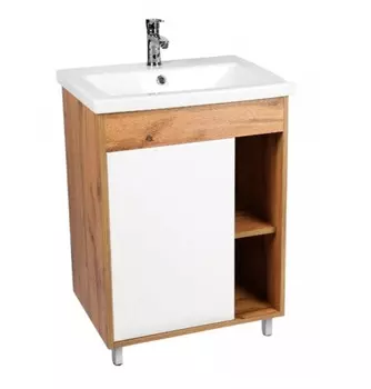 Тумба с раковиной Viant Бостон 50 напольная, дуб вотан/белый