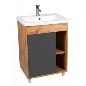 Тумба с раковиной Viant Бостон 50 напольная, дуб вотан/графит