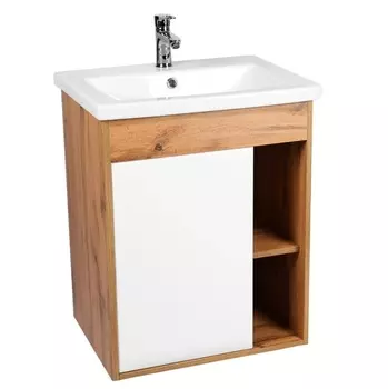 Тумба с раковиной Viant Бостон 50 подвесная, дуб вотан/белый