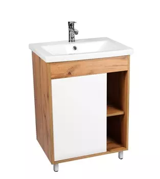 Тумба с раковиной Viant Бостон 60 напольная, дуб вотан/белый