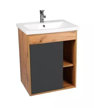 Тумба с раковиной Viant Бостон 60 подвесная, дуб вотан/графит