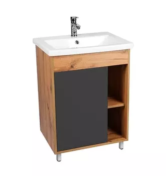 Тумба с раковиной Viant Бостон 70 напольная, дуб вотан/графит