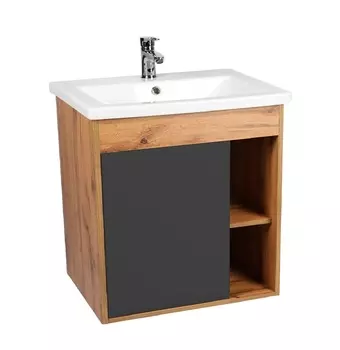 Тумба с раковиной Viant Бостон 70 подвесная, дуб вотан/графит