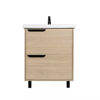 Тумба с раковиной Viant Кёльн 60 напольная, 2 ящика, светлое дерево