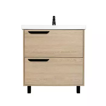 Тумба с раковиной Viant Кёльн 80 напольная, 2 ящика, светлое дерево