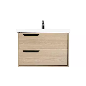 Тумба с раковиной Viant Кёльн 80 подвесная, 2 ящика, светлое дерево