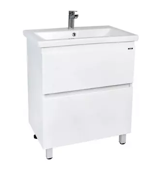 Тумба с раковиной Viant Мальта 60 напольная, 2 ящика, белая