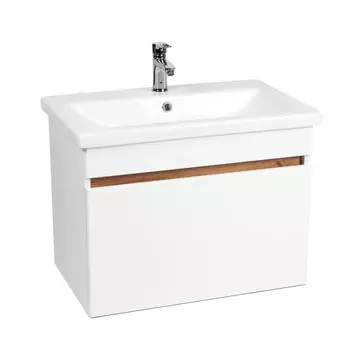 Тумба с раковиной Viant Мальта 80 подвесная, белый/дуб вотан