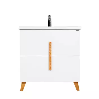 Тумба с раковиной Viant Мюнхен 70 напольная, 2 ящика, белый матовый