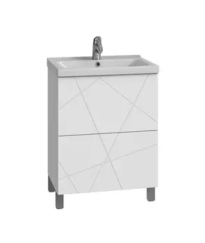 Тумба с раковиной Vigo Geometry 50 напольная, 2 ящика, белая (раковина Фостер 50)
