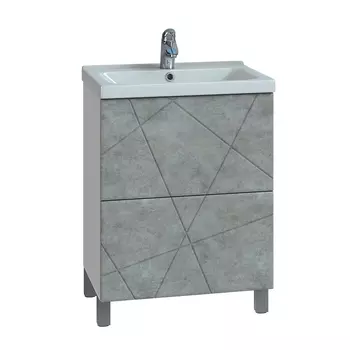 Тумба с раковиной Vigo Geometry 60 напольная, 2 ящика, бетон (раковина Como 60)