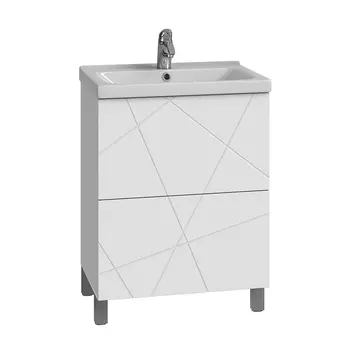 Тумба с раковиной Vigo Geometry 60 напольная, 2 ящика, белая (раковина Como 60)