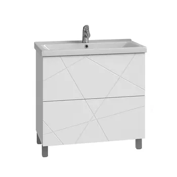 Тумба с раковиной Vigo Geometry 70 напольная, 2 ящика, белая (раковина Como 70)