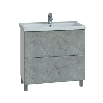 Тумба с раковиной Vigo Geometry 70 напольная, 2 ящика, бетон (раковина Como 70)