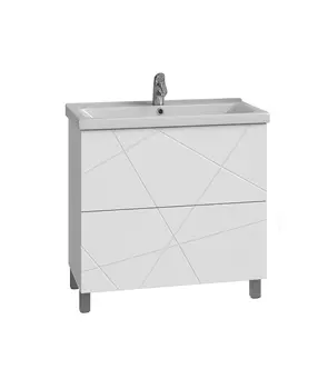 Тумба с раковиной Vigo Geometry 80 напольная, 2 ящика, белая (раковина Neo 80)