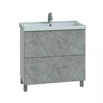 Тумба с раковиной Vigo Geometry 80 напольная, 2 ящика, бетон (раковина Como 80)