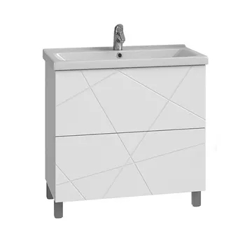 Тумба с раковиной Vigo Geometry 80 напольная, 2 ящика, белая (раковина Como 80)