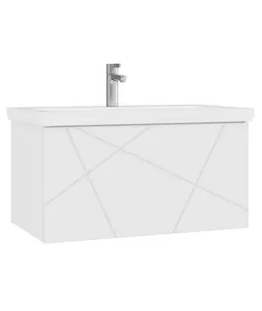 Тумба с раковиной Vigo Geometry 80 подвесная, 1 ящик, белая (раковина Como 80)