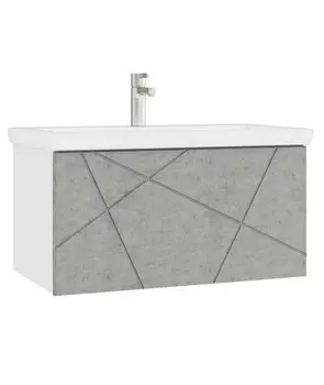 Тумба с раковиной Vigo Geometry 80 подвесная, 1 ящик, бетон (раковина Como 80)