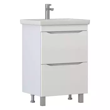 Тумба с раковиной Vigo Grani 60 напольная, 2 ящика, белый (раковина Como 60)