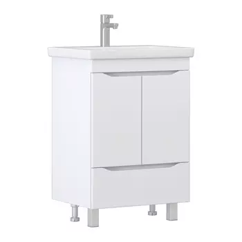 Тумба с раковиной Vigo Grani 60 напольная, 1 ящик, 2 дверцы, белый (раковина Como 60)