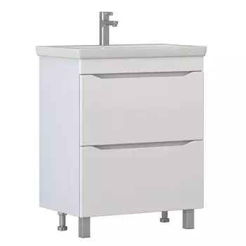 Тумба с раковиной Vigo Grani 70 напольная, 2 ящика, белый (раковина Como 70)