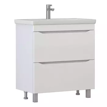Тумба с раковиной Vigo Grani 80 напольная, 2 ящика, белый (раковина Como 80)