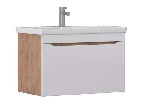 Тумба с раковиной Vigo Grani 80 подвесная, 1 ящик, дуб золотой/белый (раковина Como 80)