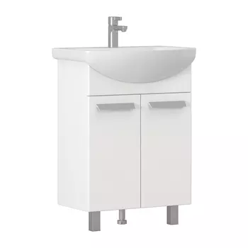 Тумба с раковиной Vigo Hoska 60 напольная, белая (раковина Балтика 60)