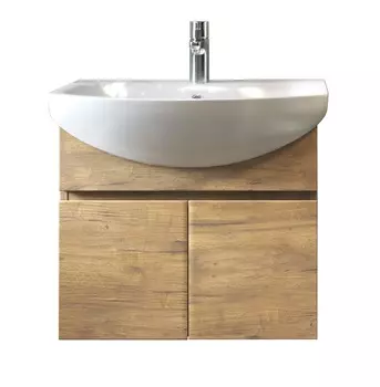 Тумба с раковиной Vigo Wing 60 подвесная, 2 дверцы, дуб золотой (раковина Балтика 60)