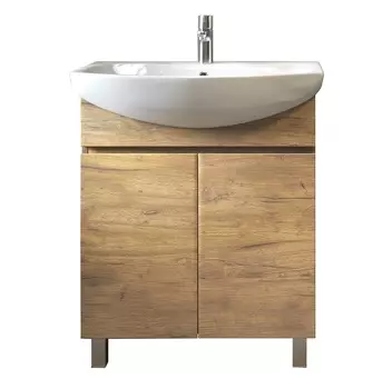 Тумба с раковиной Vigo Wing 70 напольная, 2 дверцы, дуб золотой (раковина Балтика 70)