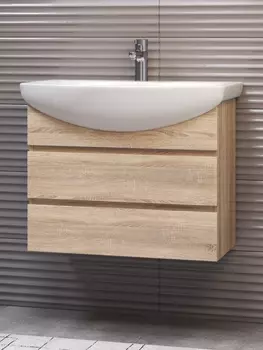 Тумба с раковиной Vigo Wing 70 подвесная, 2 ящика, дуб сонома