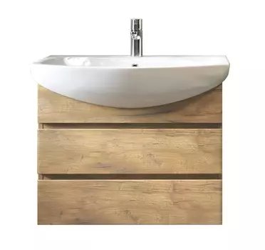 Тумба с раковиной Vigo Wing 70 подвесная, 2 ящика, дуб золотой (раковина Балтика 70)